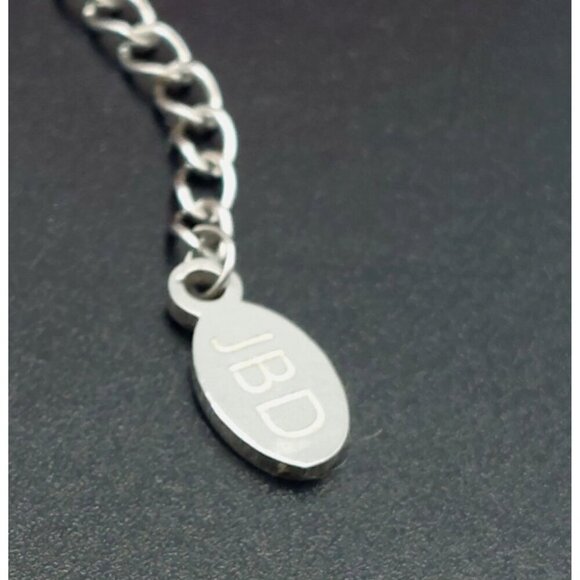 JBD Stainless Steel Wishbone Pendant Necklace SIlver Tone Dainty Signed 17" Long - Picture 8 of 8